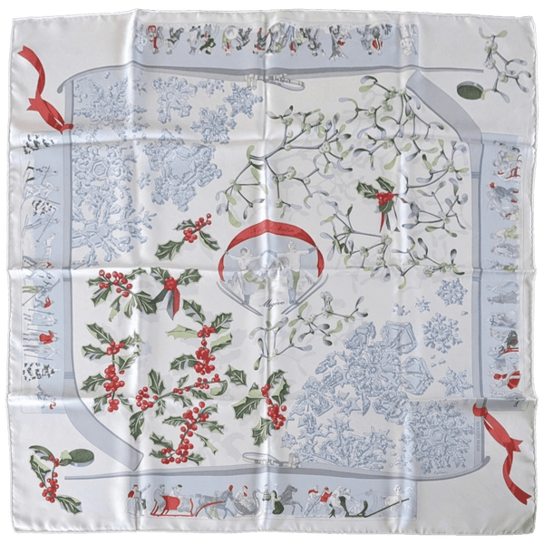 HERMES NEIGE D'ANTAN MEGEVE Specia Issue Twill Scarf 90 x 90 cm