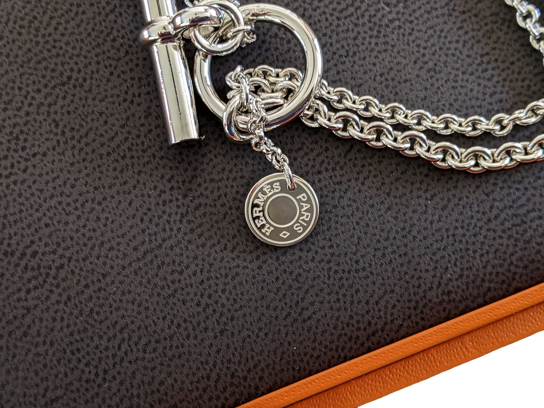 Hermes [B13] Argent/Argent Sautoir "New Farandole" Stering Silver Long Necklace