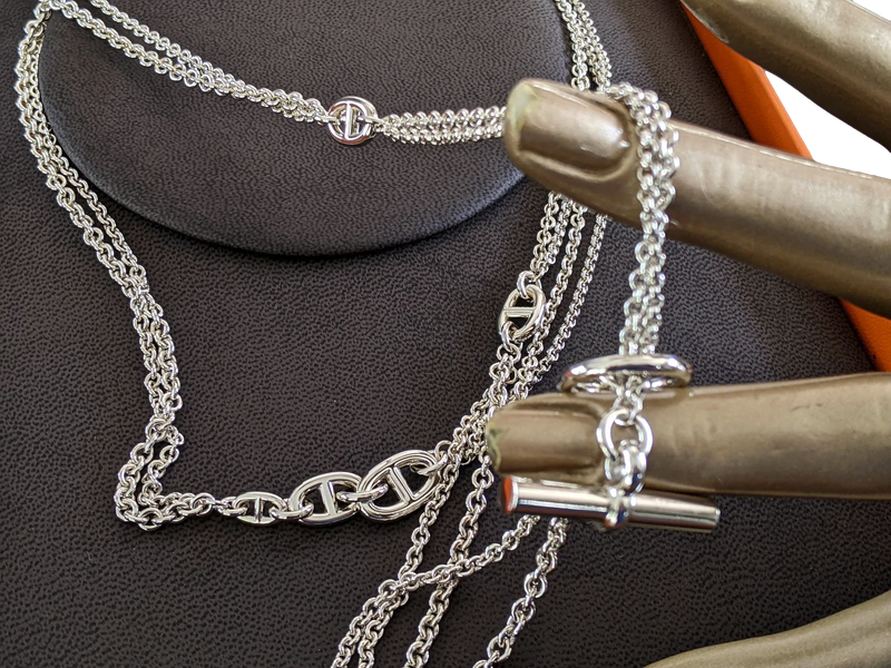 Hermes [B13] Argent/Argent Sautoir "New Farandole" Stering Silver Long Necklace