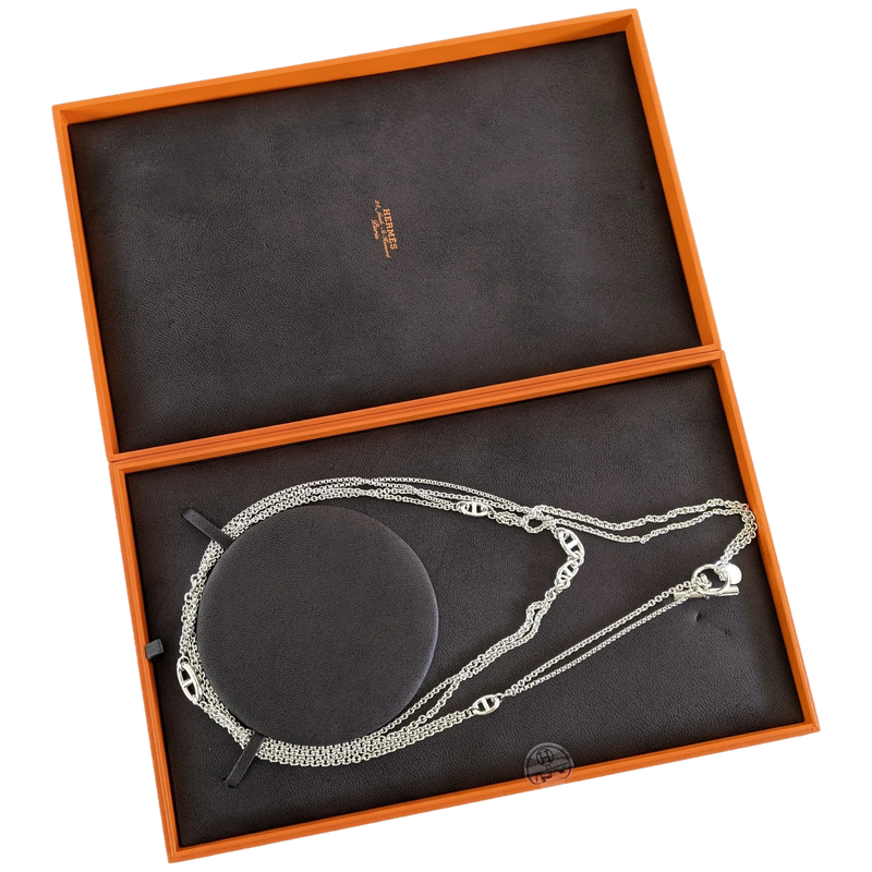Hermes [B13] Argent/Argent Sautoir "New Farandole" Stering Silver Long Necklace