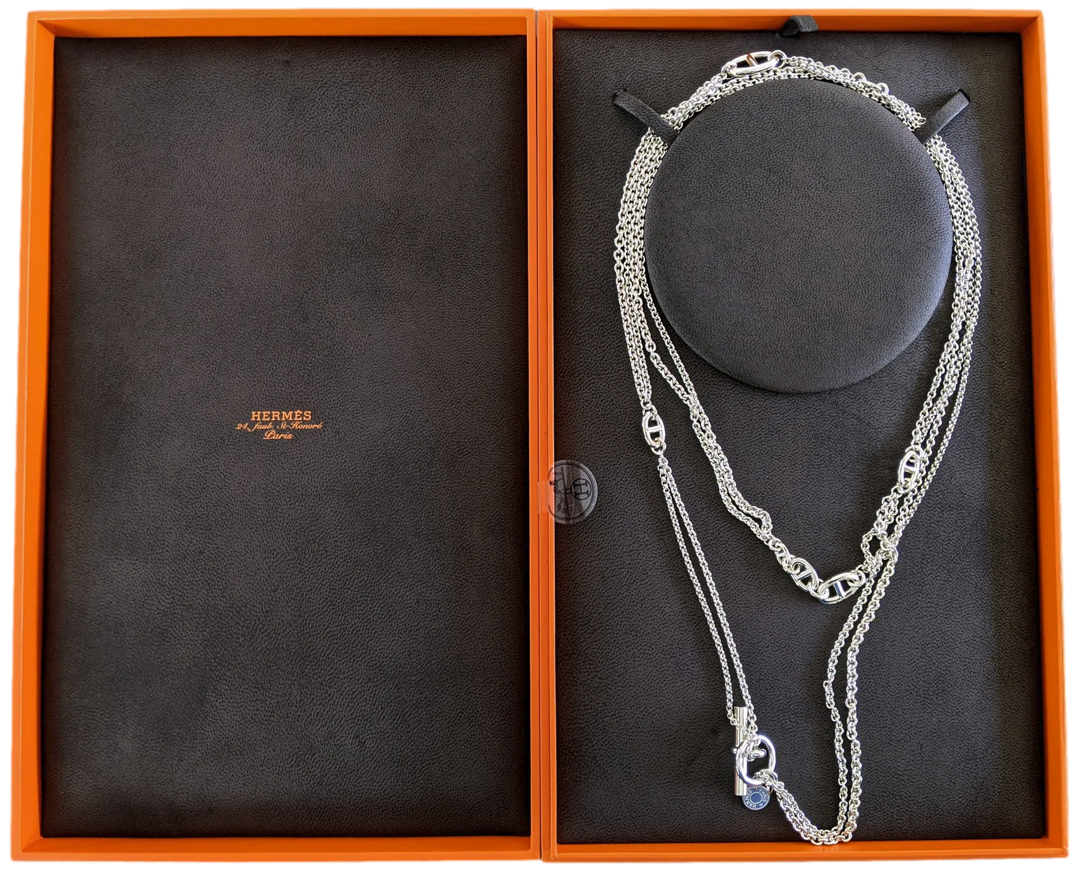 Hermes [B13] Argent/Argent Sautoir "New Farandole" Stering Silver Long Necklace