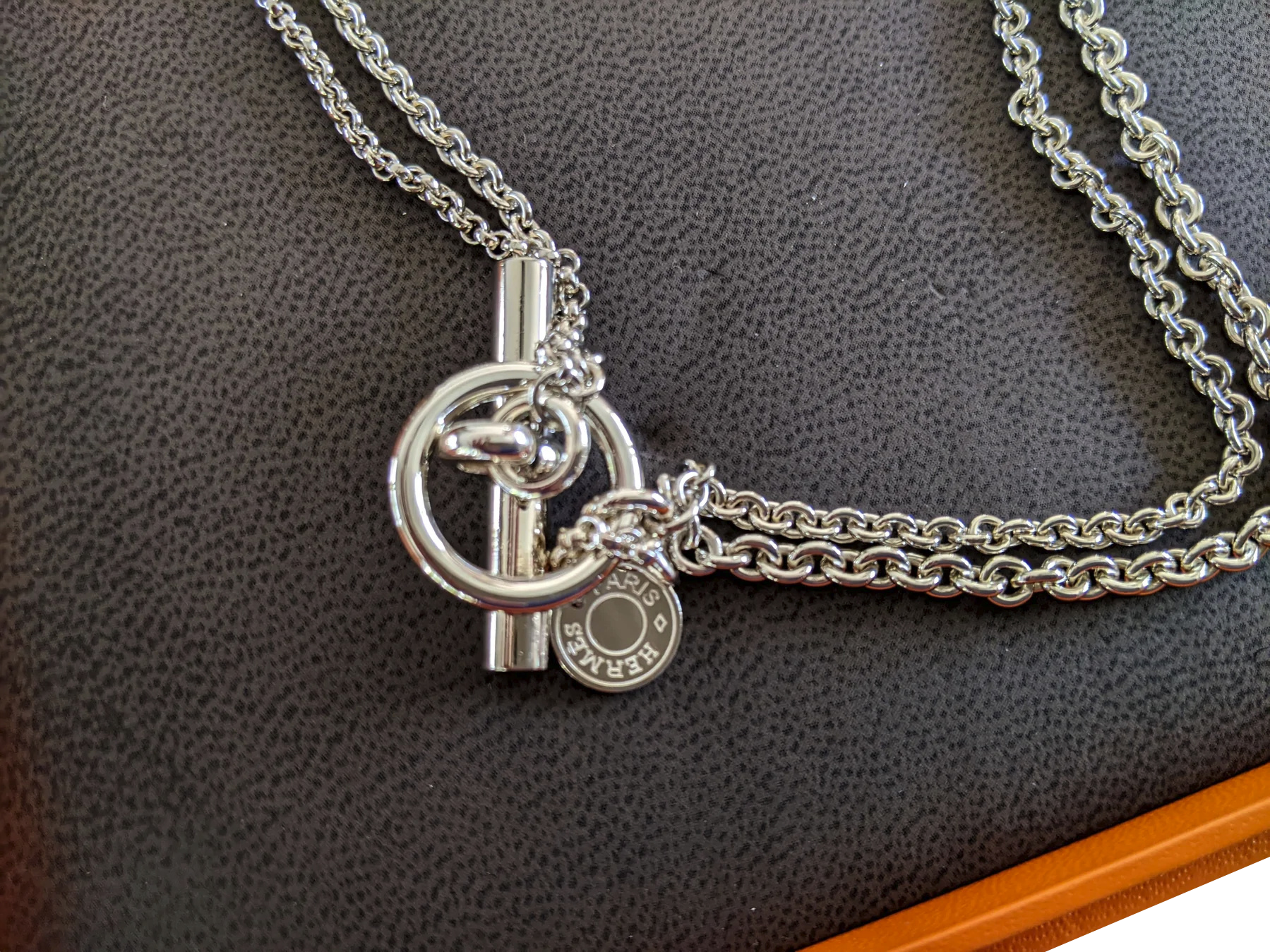 Hermes [B13] Argent/Argent Sautoir "New Farandole" Stering Silver Long Necklace