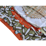 HERMES 2004 Green/Orange NOEL AU 24 FAUBOURG by Dimitri Rybaltchenko Twill Silk Carre 90 x 90 cm