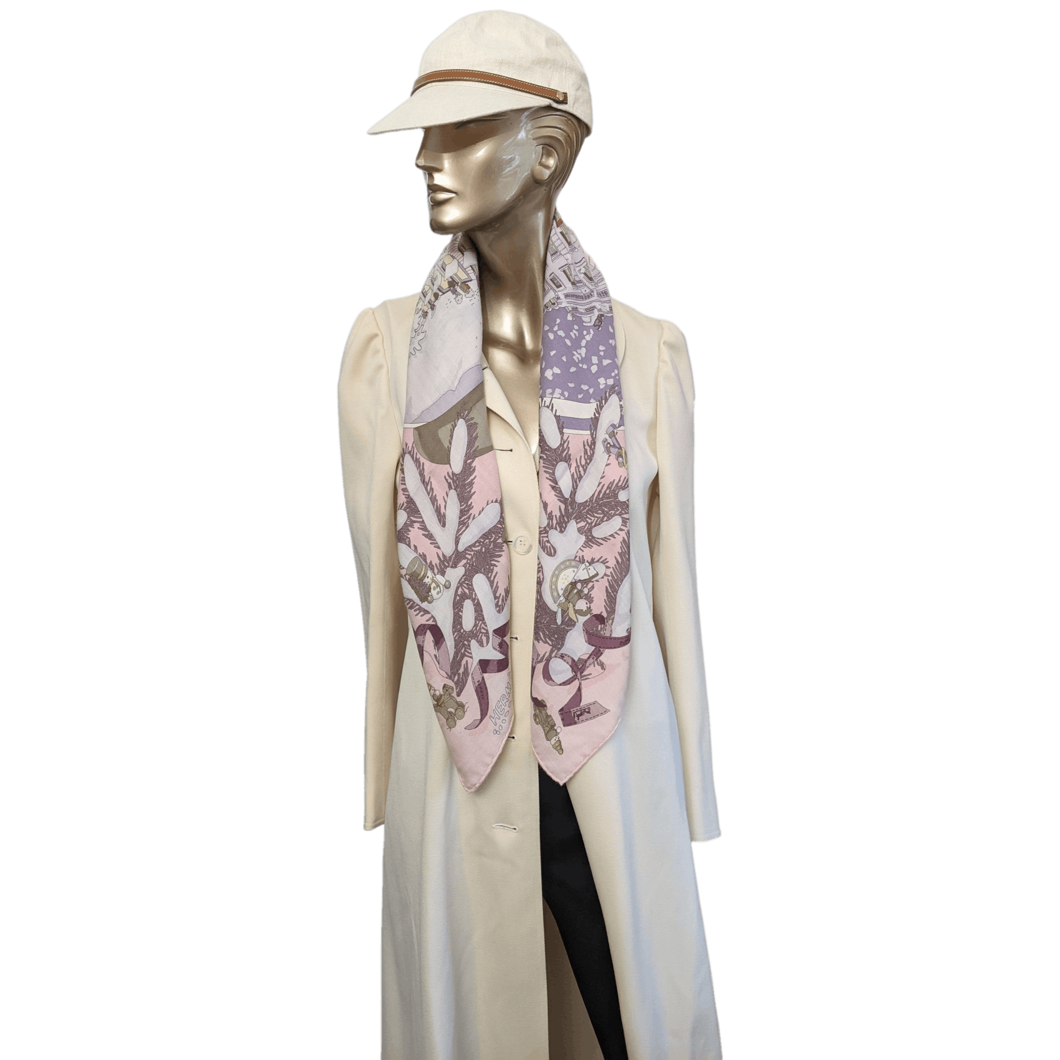 HERMES Noel au Faubourg 24 Pink Cashmere Scarf 90 – Collector Piece by Dimitri Rybaltchenko A20260218