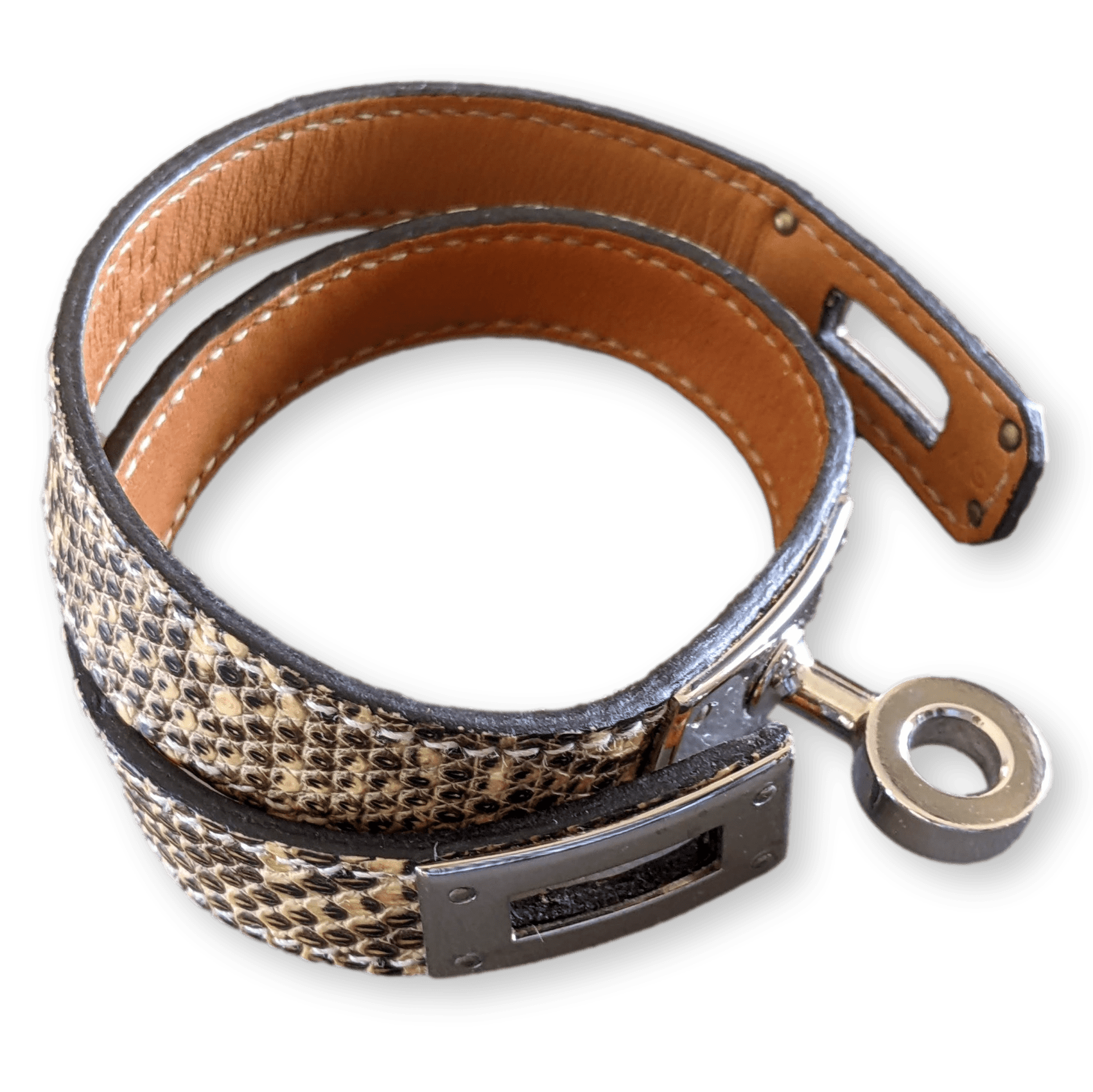 HERMES Ombre Lizard Kelly Double Tour Unisex Bracelet Sz XS