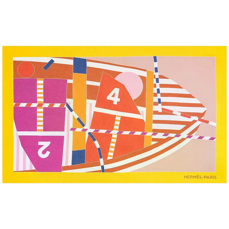HERMES Optimist 24 Beach Towel Sable Caramel Marine GM 90 x 150 cm
