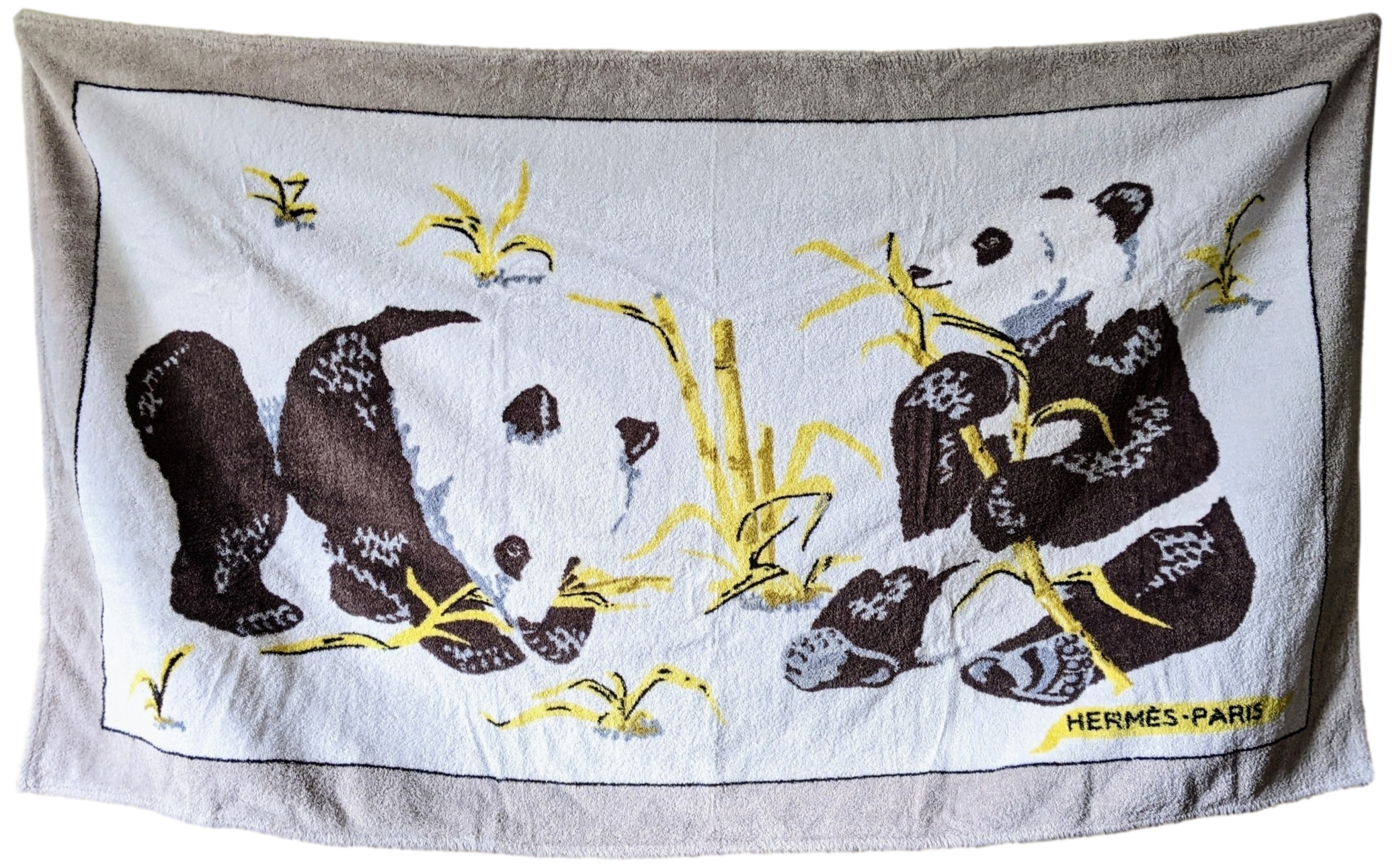 HERMES PANDAS Terry  Beach Towel 90 x 150 cm
