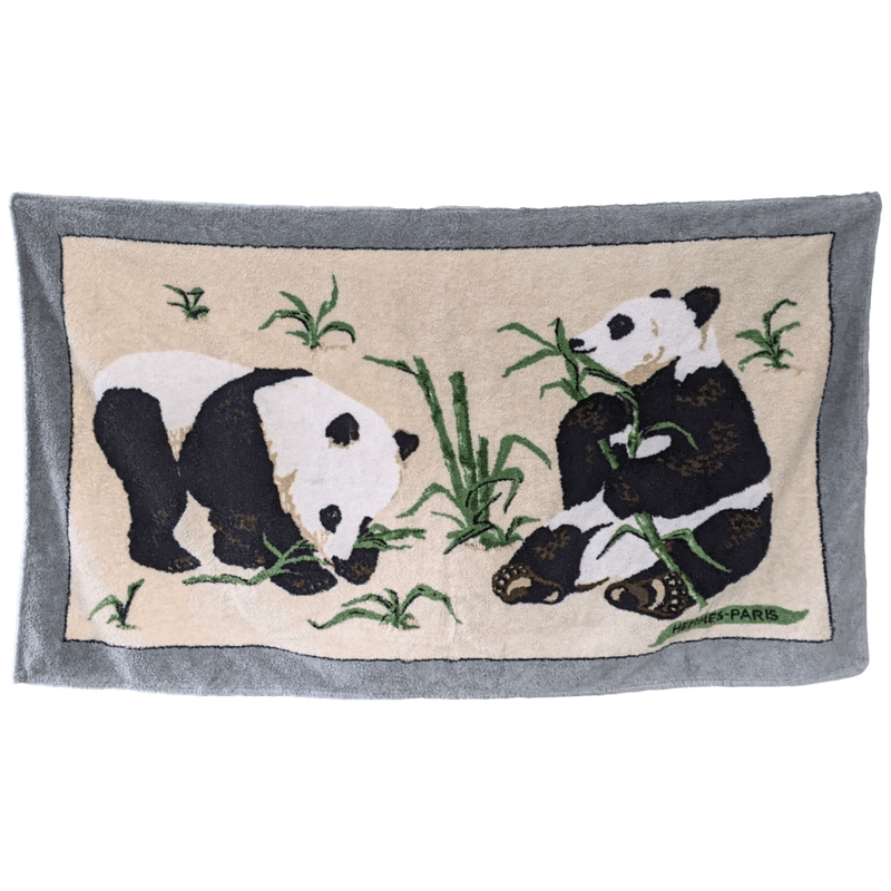 HERMES Pandas Tapis de Plage Terry Beach Towel 90 x 150 cm