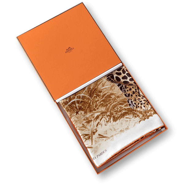 HERMES PANTHERA PARDUS 2016 Orange/White by Robert Dallet Twill 90 x 90 cm, Box!