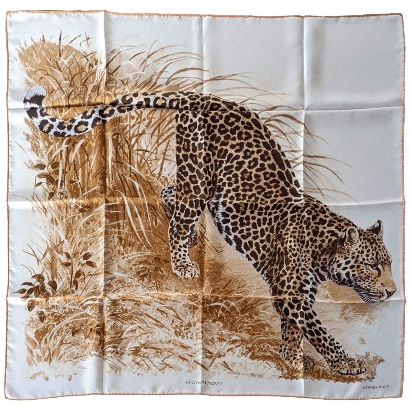HERMES PANTHERA PARDUS 2016 Orange/White by Robert Dallet Twill 90 x 90 cm, Box!