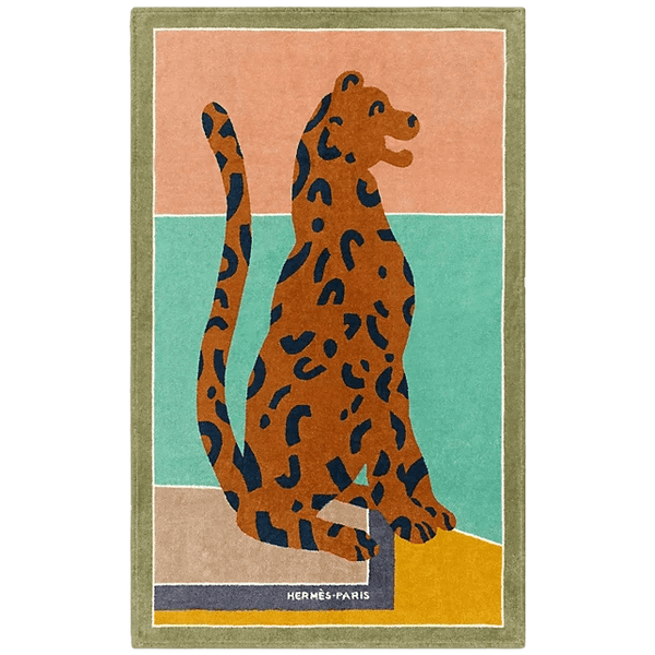 HERMES Tapis de Plage Panthere à la plage Beach Towel,
