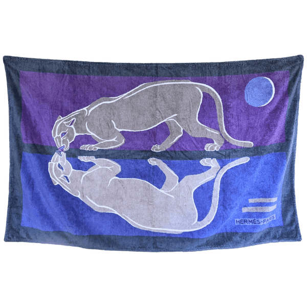 HERMES Panthere qui boit Terry Beach Towel 90 x 150 cm