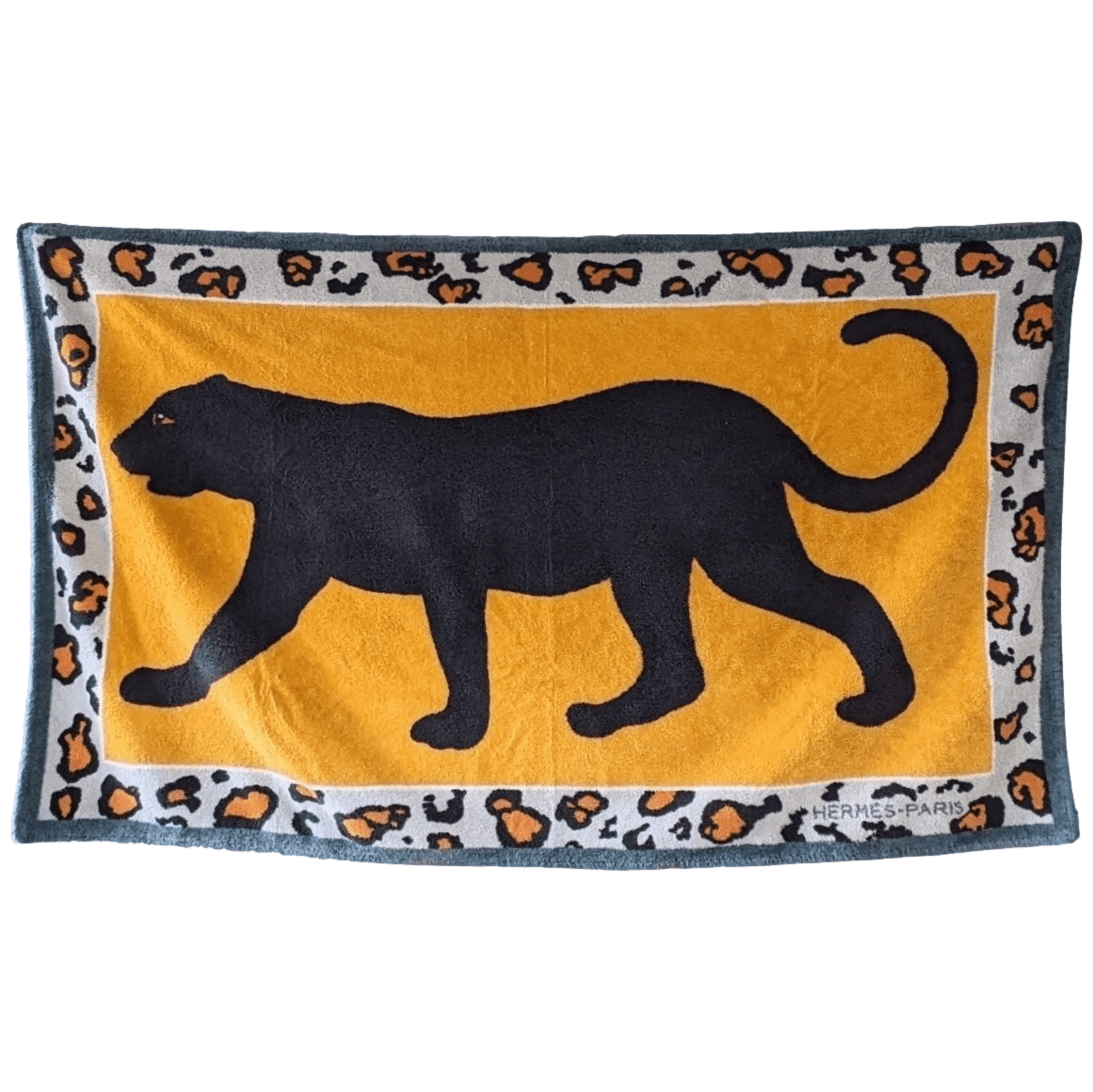 HERMES Panthere Tapis de Plage Terry Beach Towel GM 90 x 150 cm