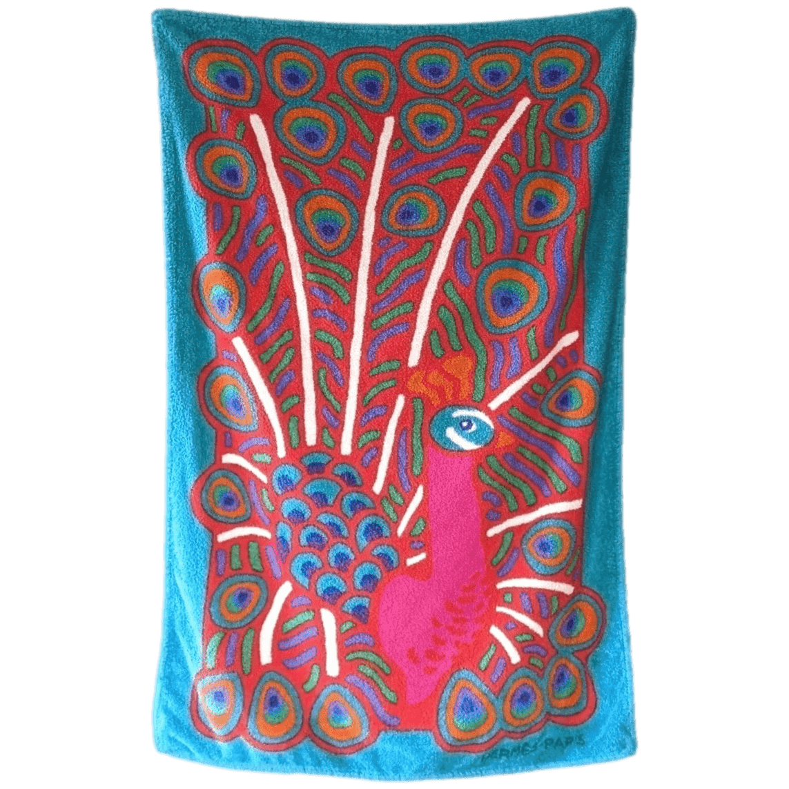 HERMES Paon Cotton Terry Animal Print Towel 90 x 150 cm