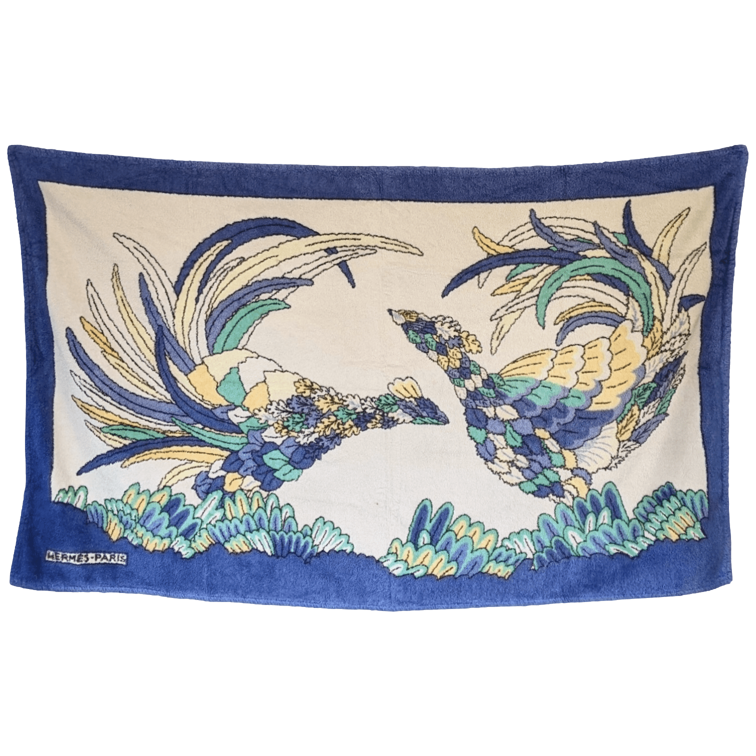 HERMES Paons Tapis de Plage Terry Beach Towel 90 x 150 cm