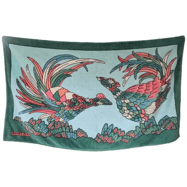 HERMES Paons Tapis de Plage Terry Beach Towel 90 x 150 cm