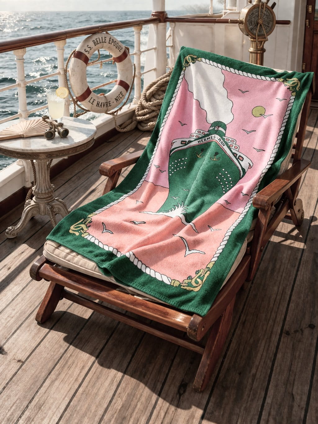 VIN HERMES Paquebot Tapis de Plage Terry Beach Towel 90 x 150 cm