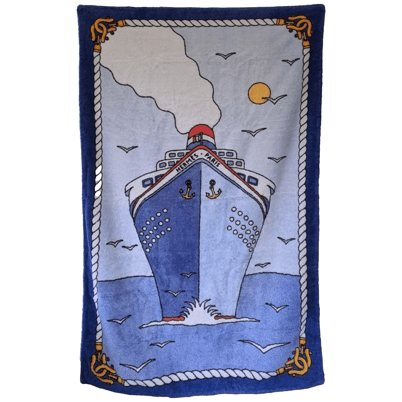 HERMES Paquebot Tapis de Plage Terry Beach Towel 90 x 150 cm