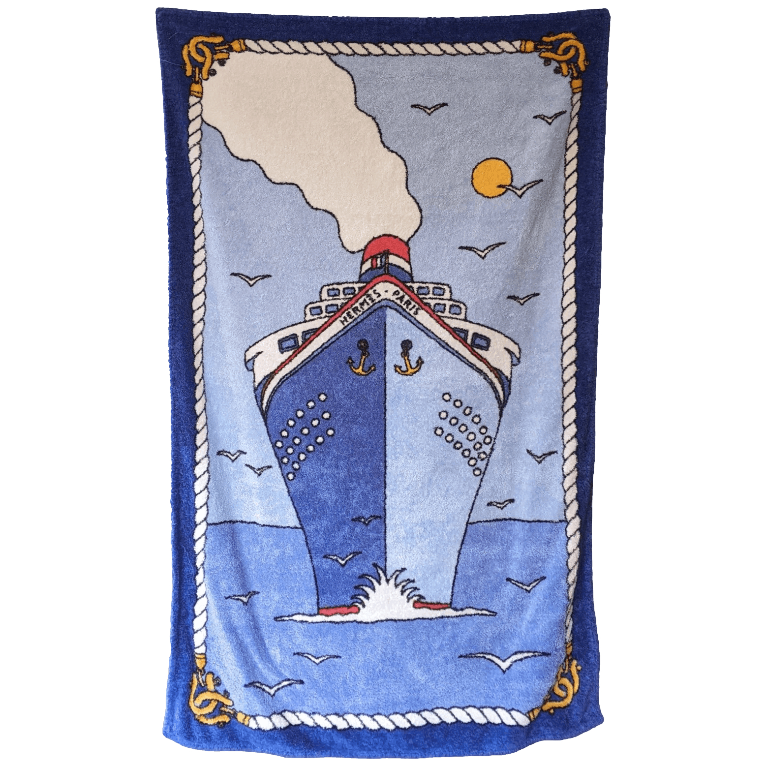 HERMES Blue Cruise Paquebot Ship Terry Towel 90 x 150 cm