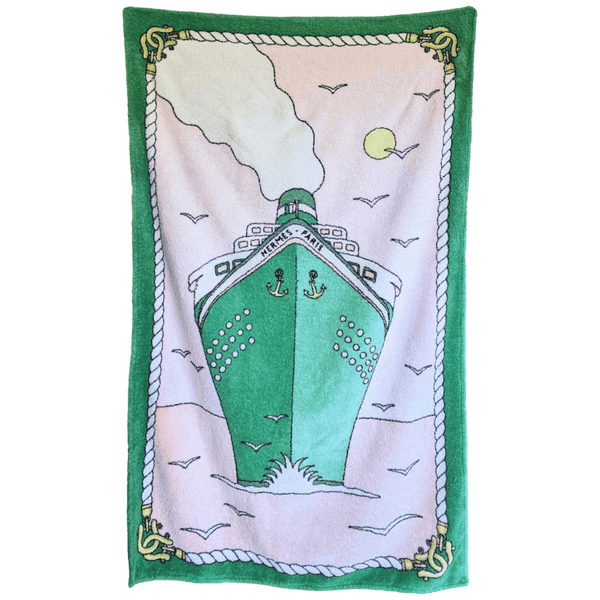 HERMES Green Terry Towel Paquebot Towel 90 x 150 cm
