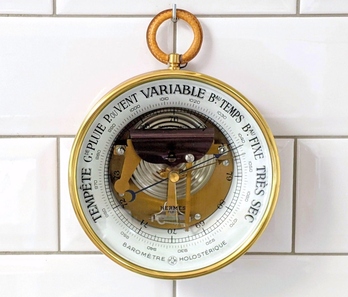 HERMES Paris by Naudet - Dourde Luxury Pecari Holosteric Barometer 16,5 cm NWT, Rare!. - poupishop