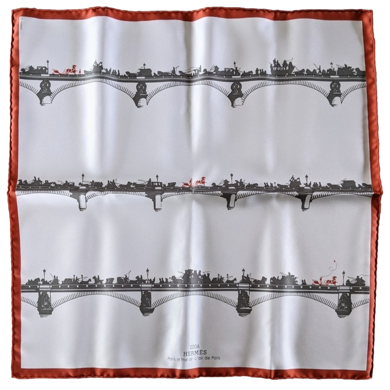 HERMES PARIS IN THE AIR - PONT DE PARIS 2006 Special Issue Twill Gavroche 45 x 45 cm