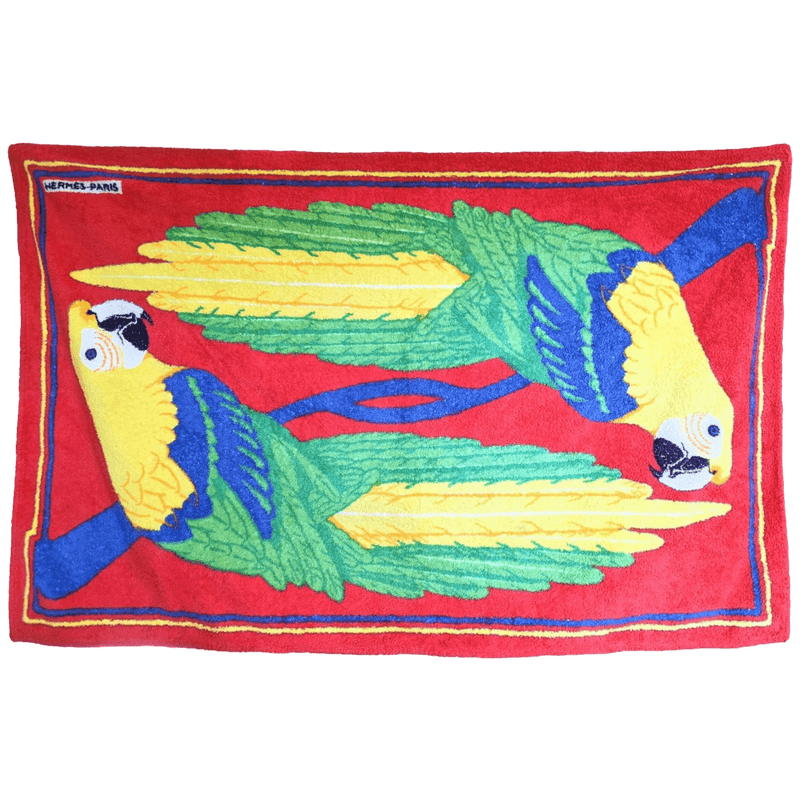 HERMES Parrots Terry Beach Towel 90 x 150 cm, New condition