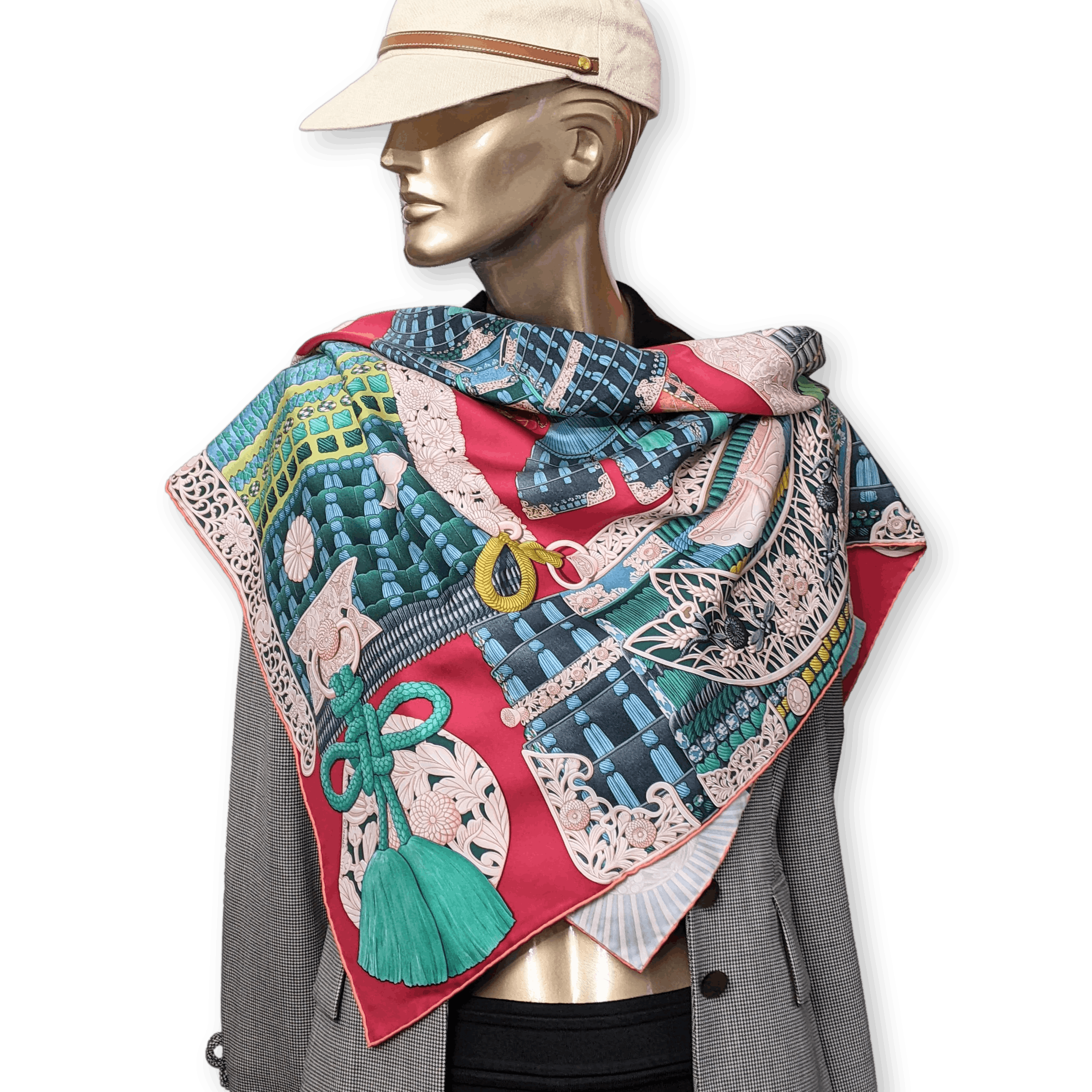 HERMES 2017 Parures de Samourais Samurais Silk Scarf 90 x 90 cm