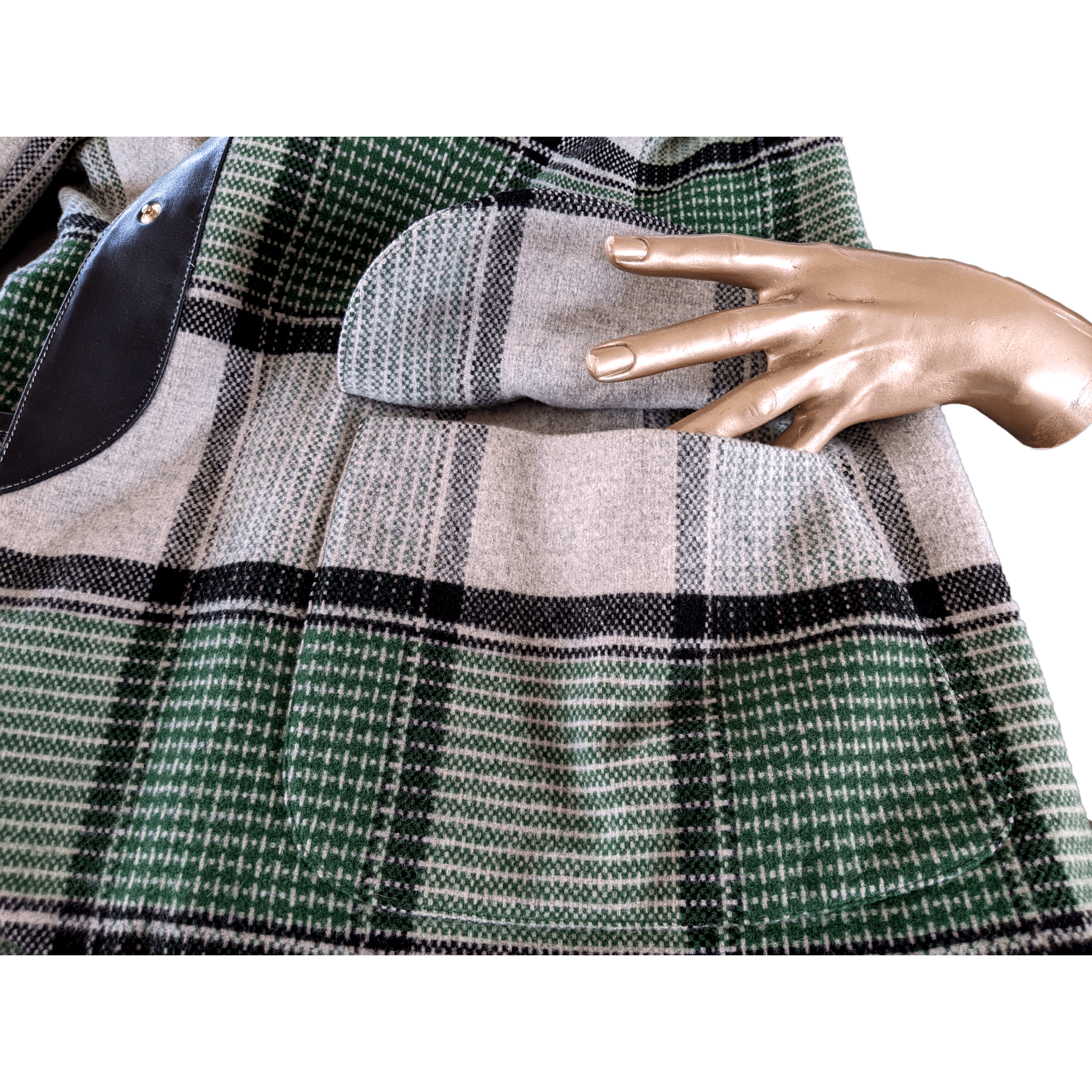 HERMES PEGASUS Women's Vintage Wool/Lambskin Tartan Plaid jacket F44
