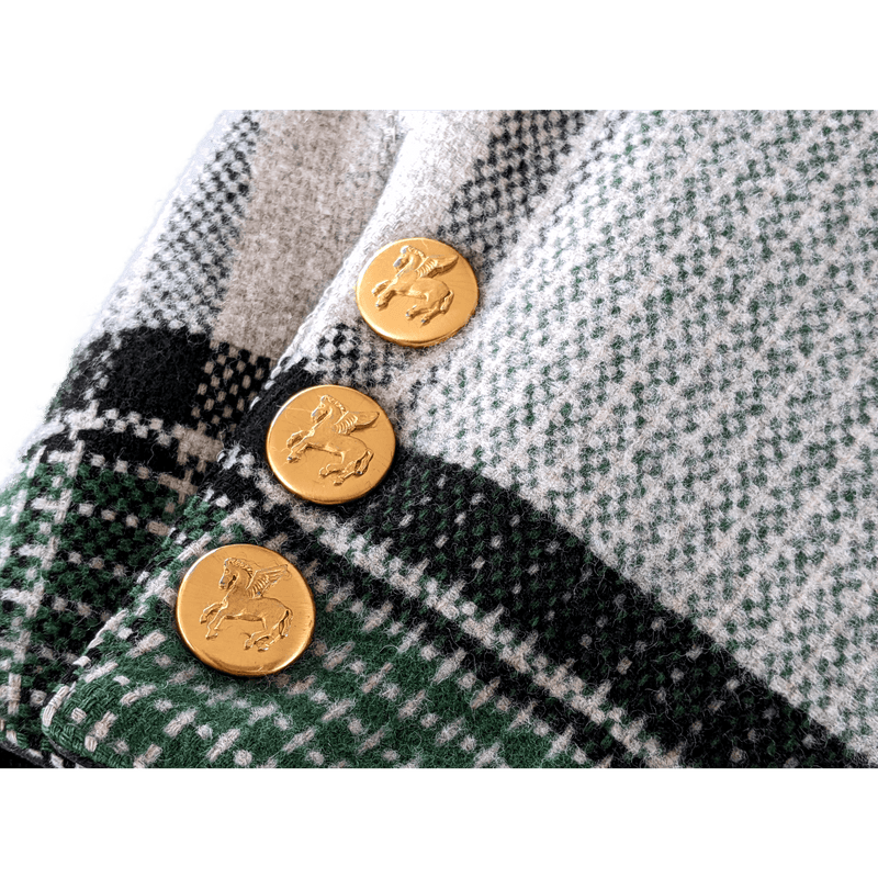 HERMES PEGASUS Women's Vintage Wool/Lambskin Tartan Plaid jacket F44