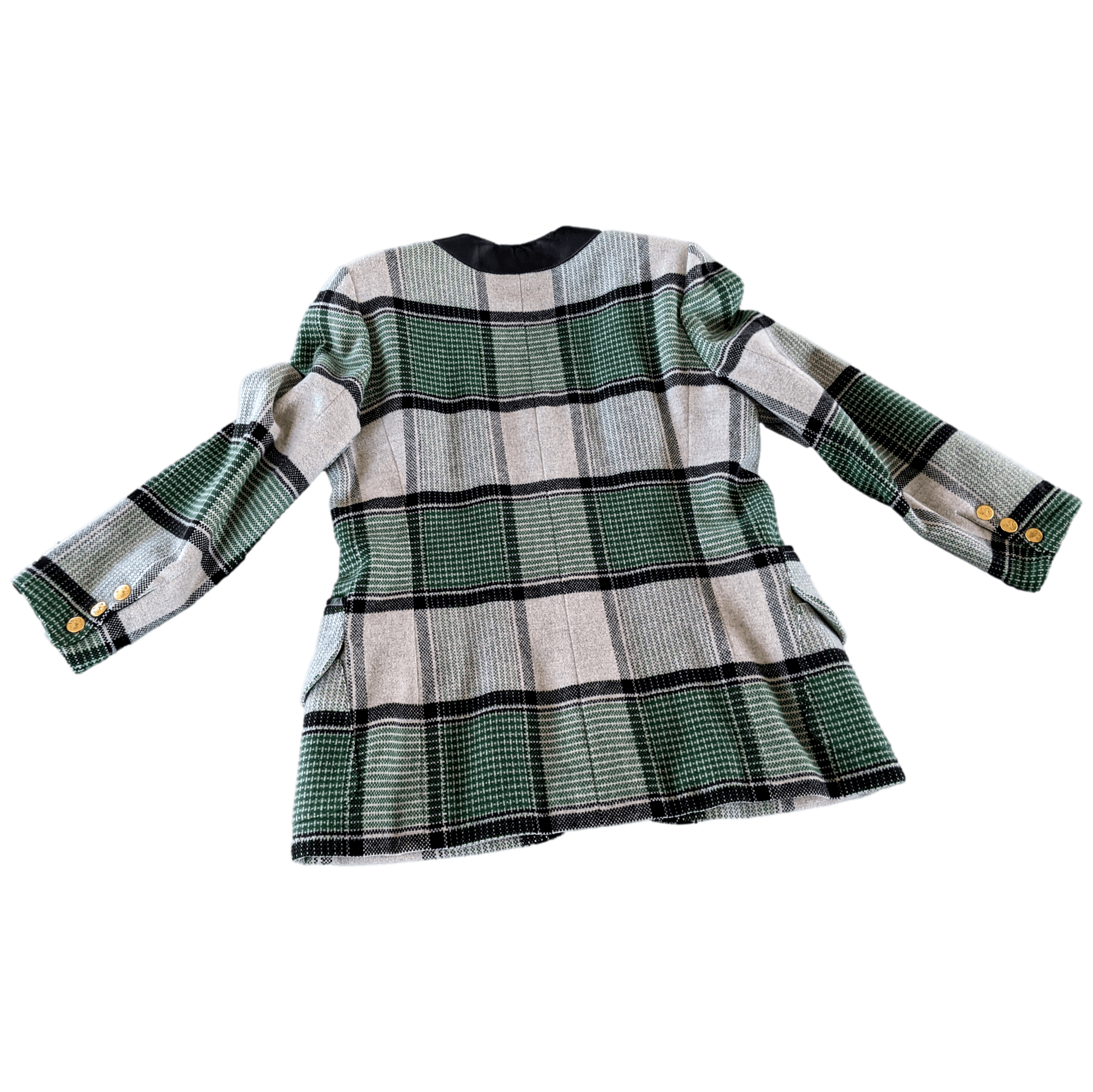 HERMES PEGASUS Women's Vintage Wool/Lambskin Tartan Plaid jacket F44