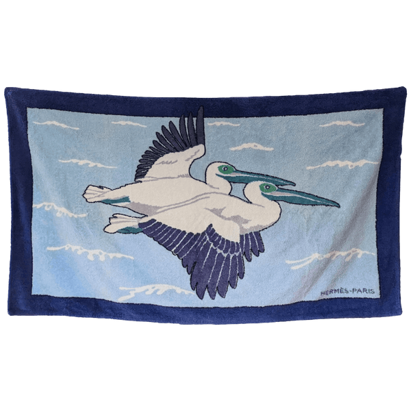 HERMES Pelicans en Vol Tapis de Plage Terry Beach Towel 90 x 150 cm