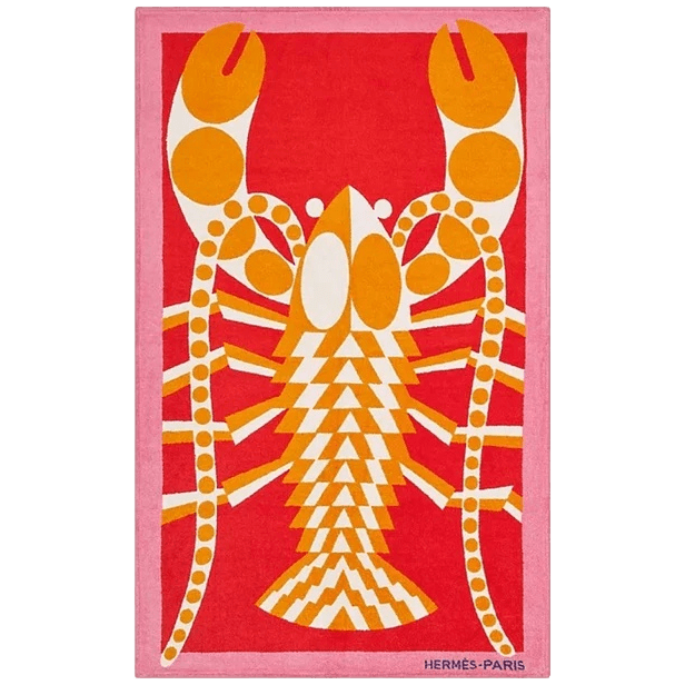 HERMES Tapis de Plage Lot de 2 (Sisters girafes, Pince moi Homard) Towels 90 x 150 cm