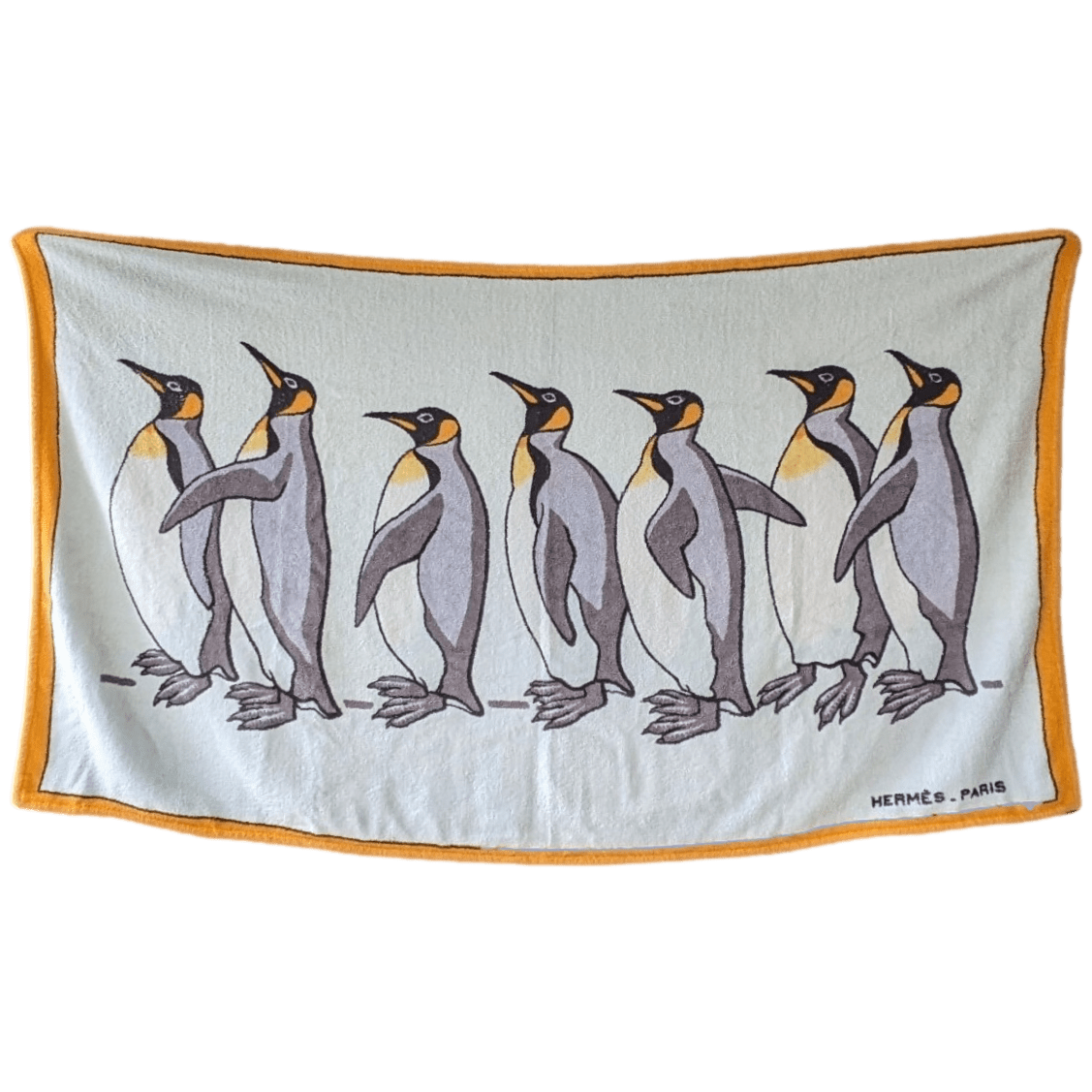 HERMES Pingouins Tapis de Plage Terry Beach Towel GM 90 x 150 cm