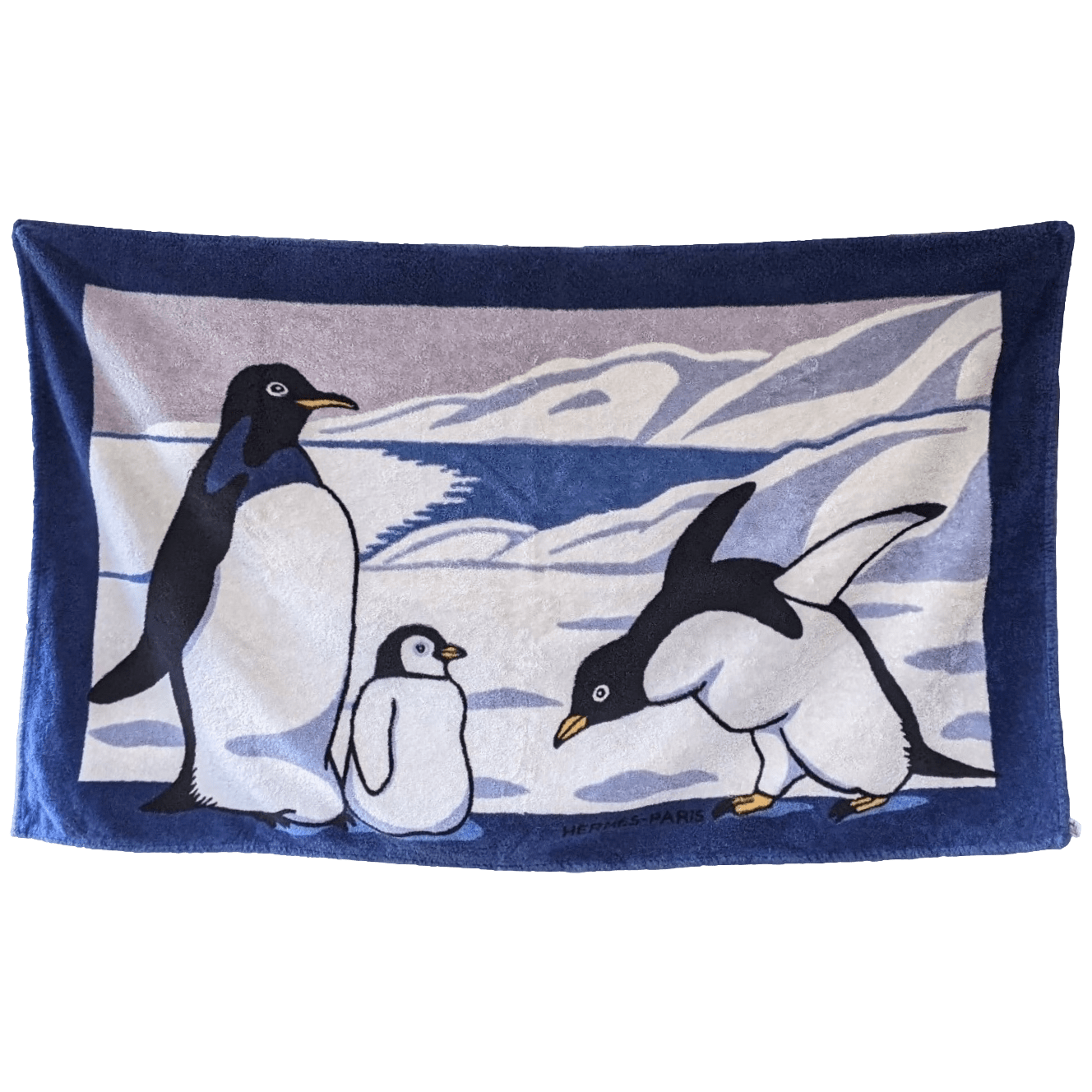 HERMES Pinguins Tapis de Plage Terry Beach Towel 90 x 150 cm