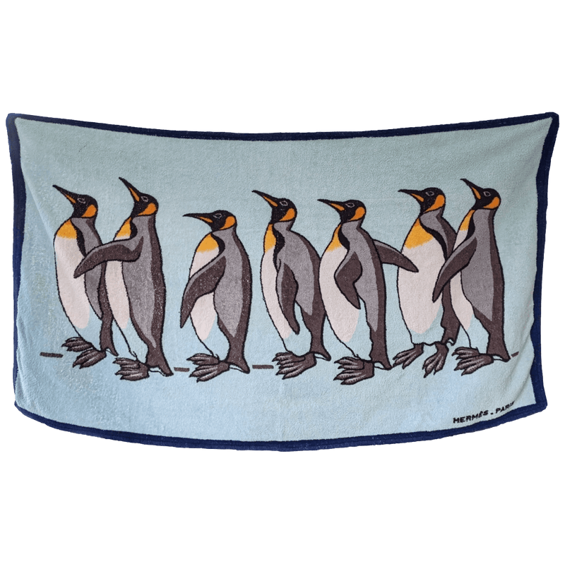 HERMES Pinguins Tapis de Plage Terry Beach Towel 90 x 150 cm