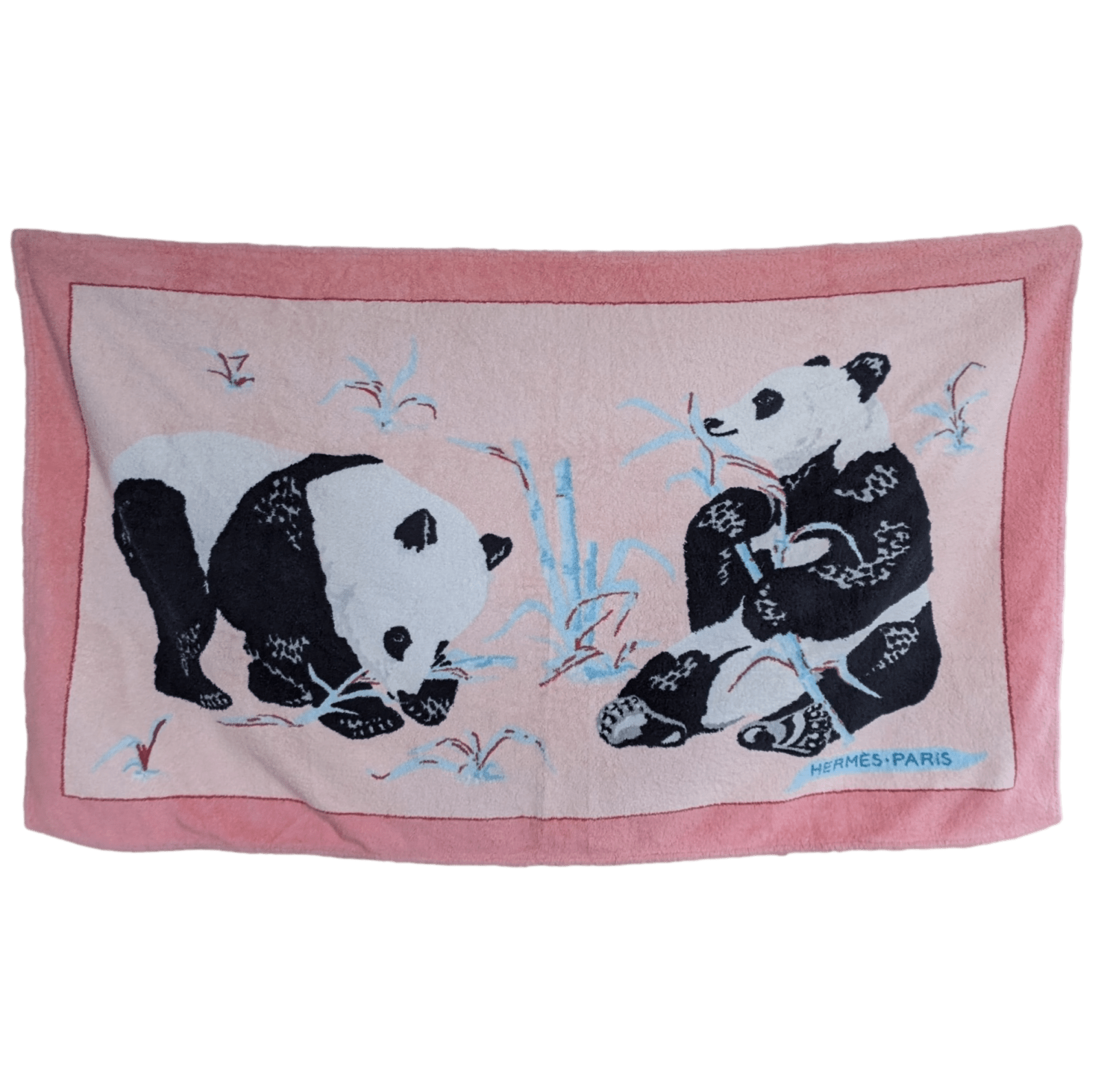 HERMES Panda Rose Cotton Beach Towel 90 x 150 cm