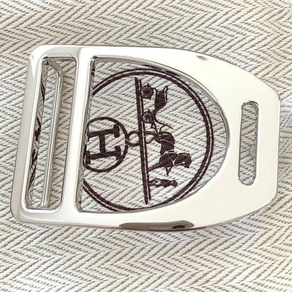 Hermes Plated Silver ETRIER Buckle H 32 mm, New in Pochette and White Box! - poupishop