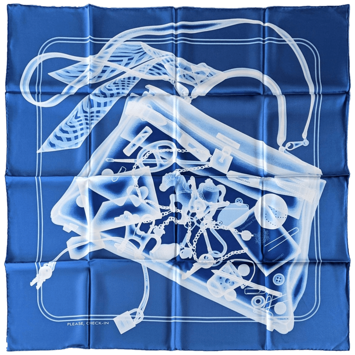 HERMES カレ70 PLEASE CHECK-IN Please Check In 70cm Hermes Vintage