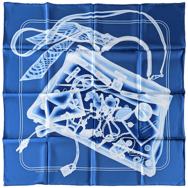 HERMES  Please Check in Twill Silk Scarf  90 x 90 cm