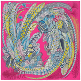 HERMES 2020 Plumes en Fete Twill Silk Scarf 90 x 90 cm