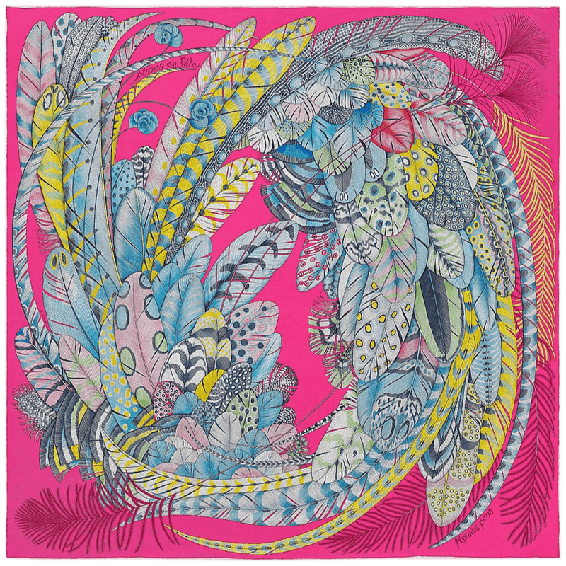 HERMES 2020 Plumes en Fete Twill Silk Scarf 90 x 90 cm, BNWTIB