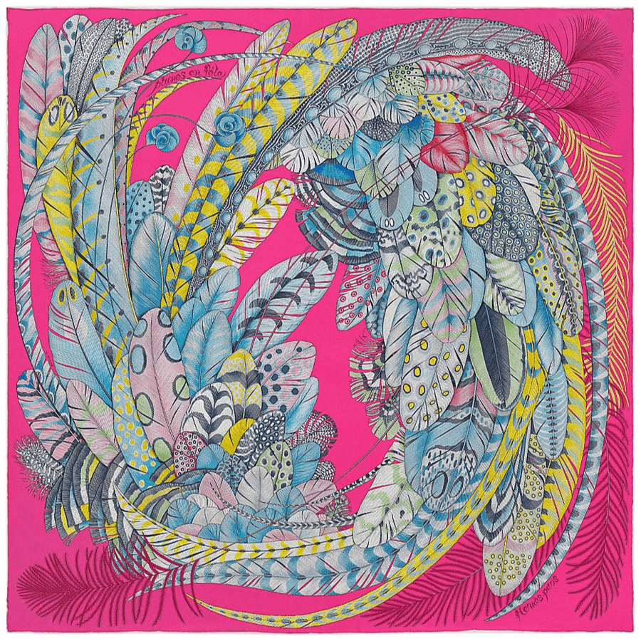 HERMES 2020 Plumes en Fete Twill Silk Scarf 90 x 90 cm, BNWTIB