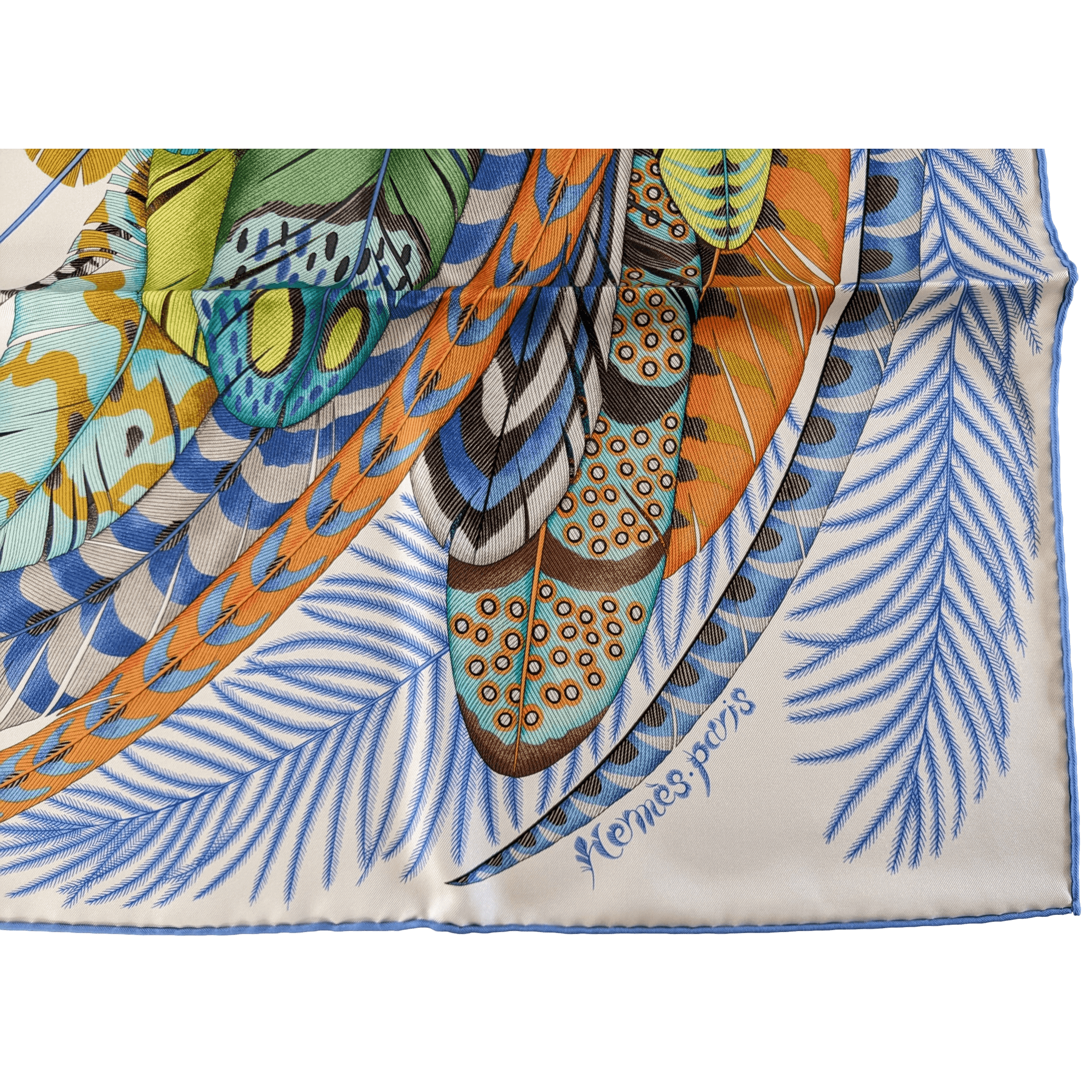 HERMES 2020 Plumes en Fete Twill Silk Scarf 90 x 90 cm