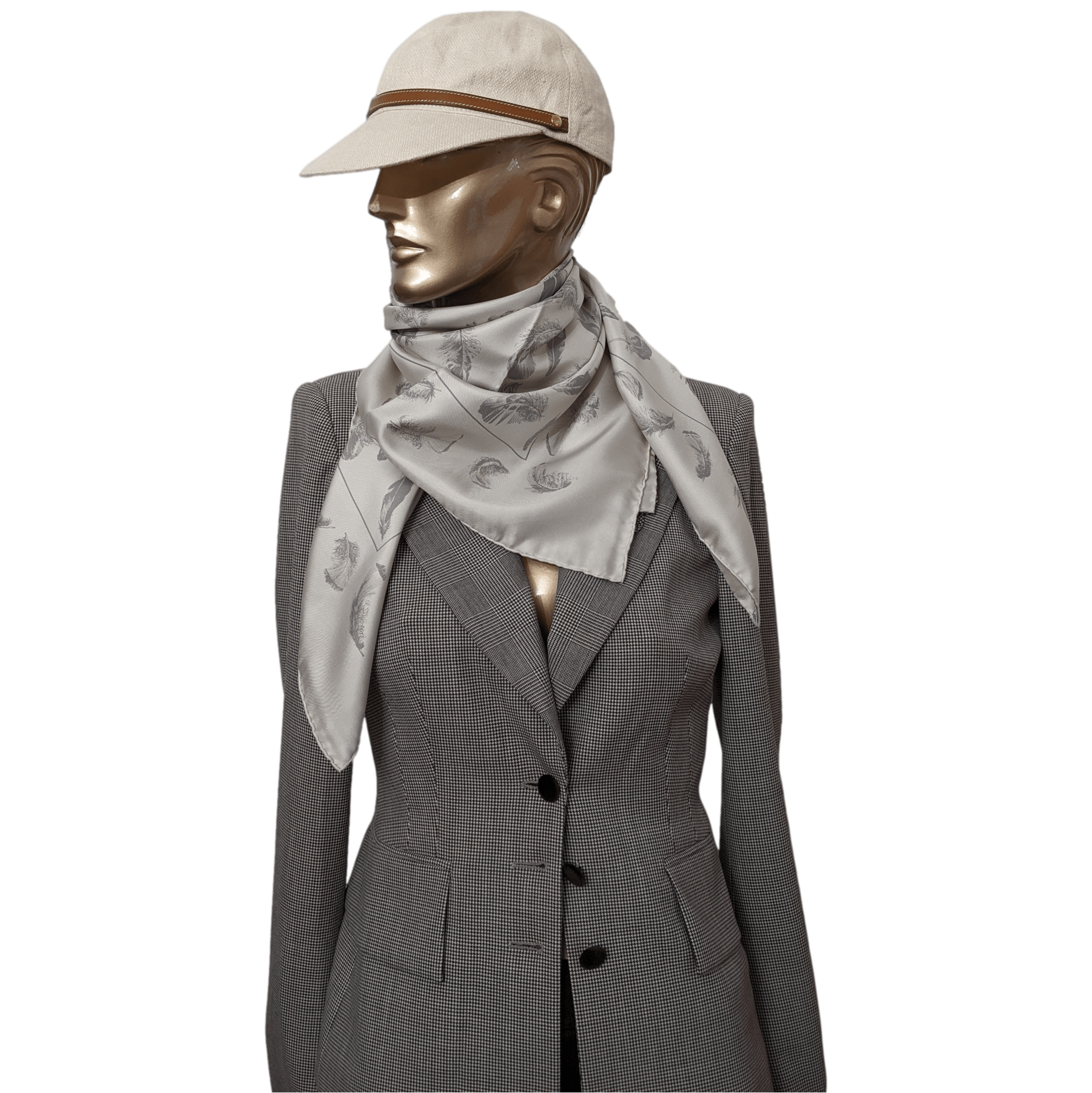 HERMES PLUMES 1999 by Henri de Linares Twill Silk Carre 90 x 90 cm