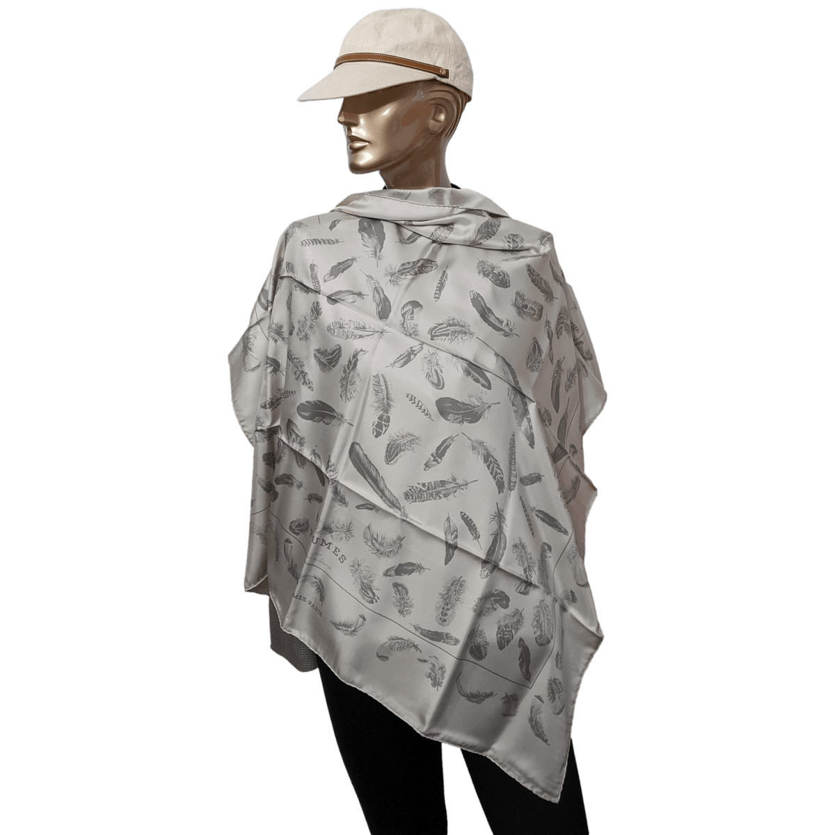 HERMES PLUMES 1999 by Henri de Linares Twill Silk Carre 90 x 90 cm