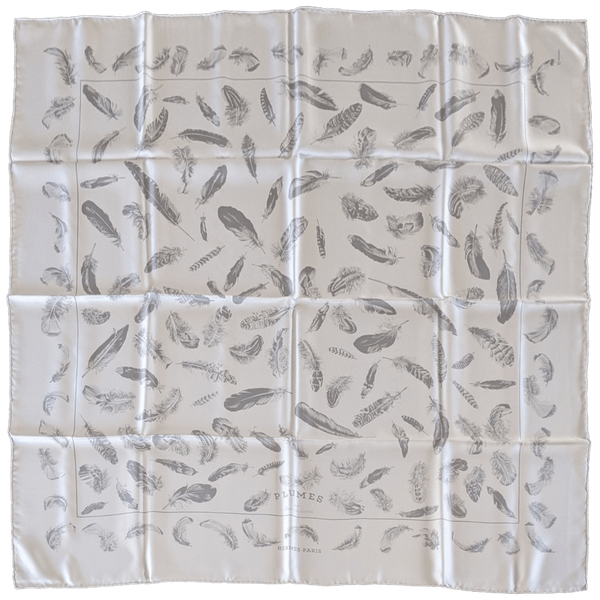 HERMES PLUMES 1999 by Henri de Linares Twill Silk Carre 90 x 90 cm