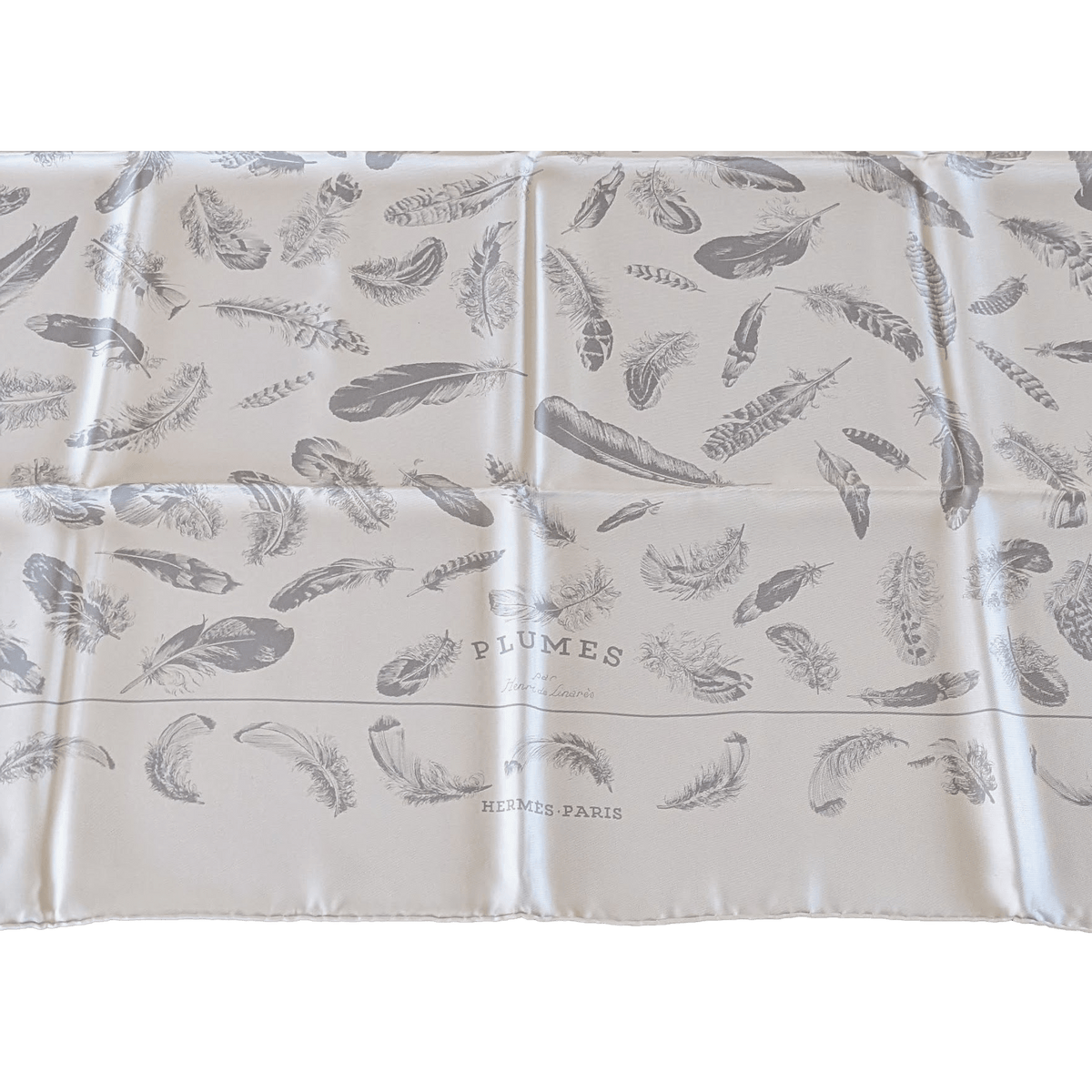 HERMES PLUMES 1999 by Henri de Linares Twill Silk Carre 90 x 90 cm
