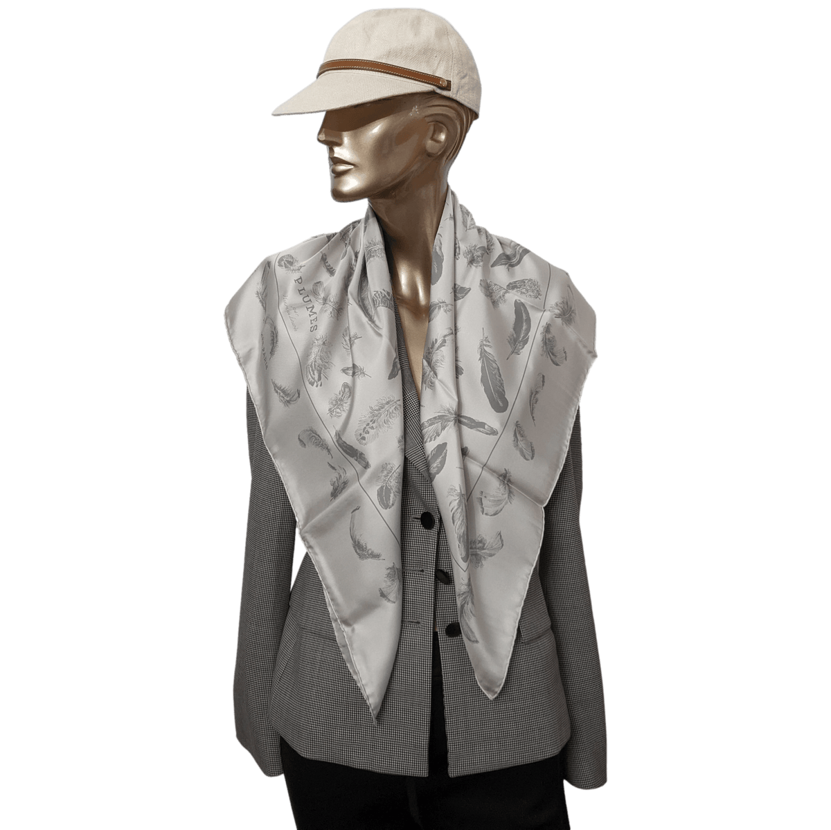 HERMES PLUMES 1999 by Henri de Linares Twill Silk Carre 90 x 90 cm