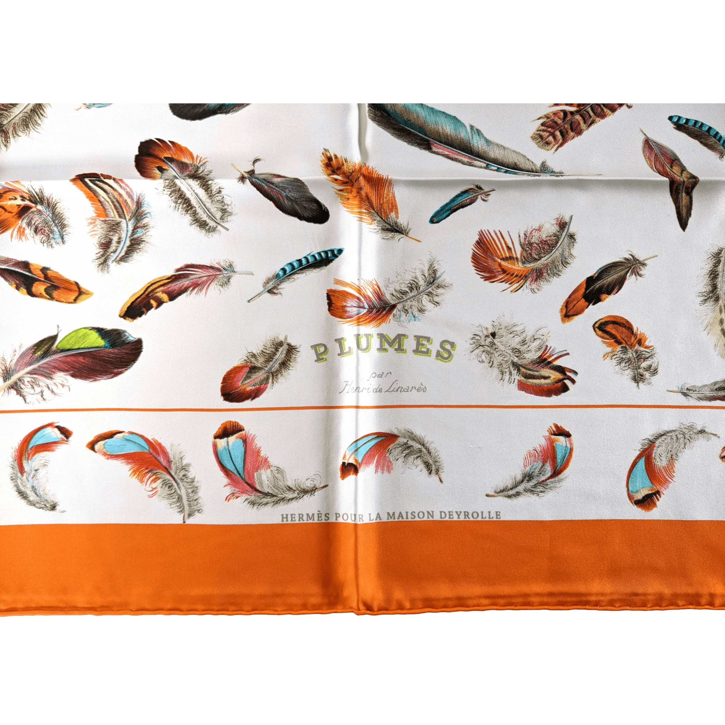 HERMES Plumes Special Issue pour la Maison Deyrolle Twill Silk Scarf 90 x 90 cm